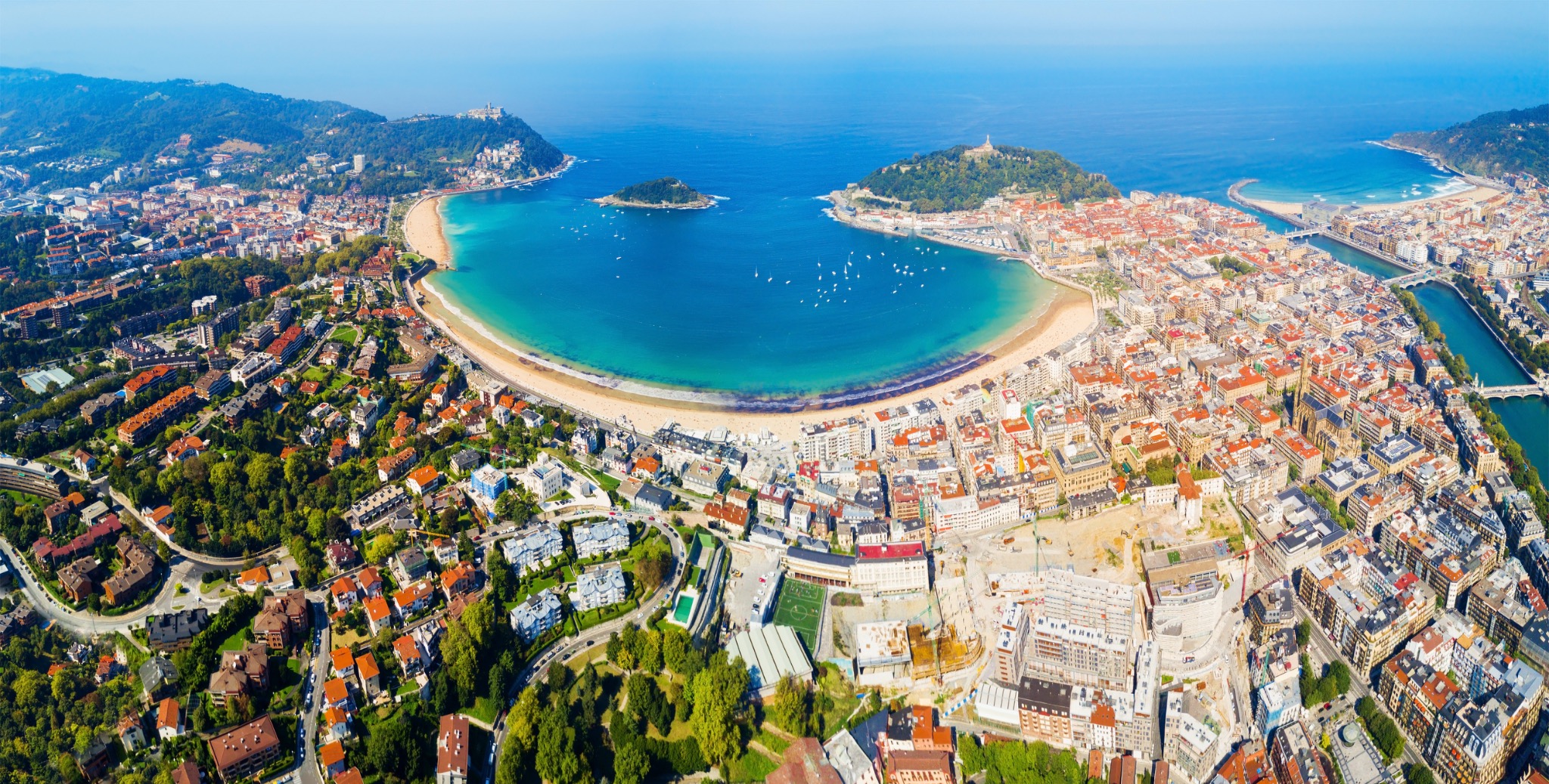 Bright aerial view of La Concha Bay