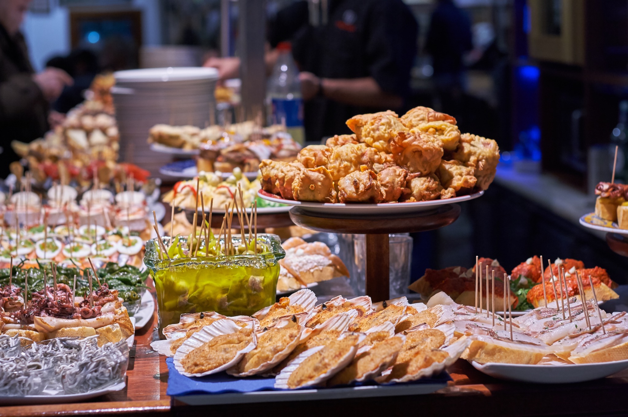 A colorful pintxos bar in San Sebastián